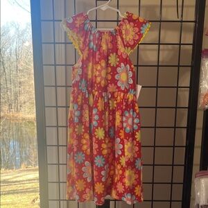 Floral Kids Dress - Red and Yellow
